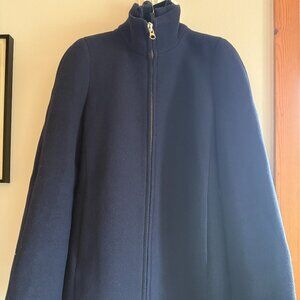 WOMEN'S J CREW ITALIAN WOOL COAT, SIZE 2, NAVY BLUE